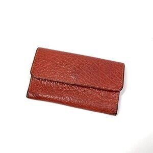 Tusk Front Flap Textured Leather Wallet Red/Tan 6" x 3.5" x 1"